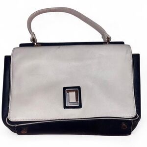 Luana Italy Leather Black & Cream Handbag